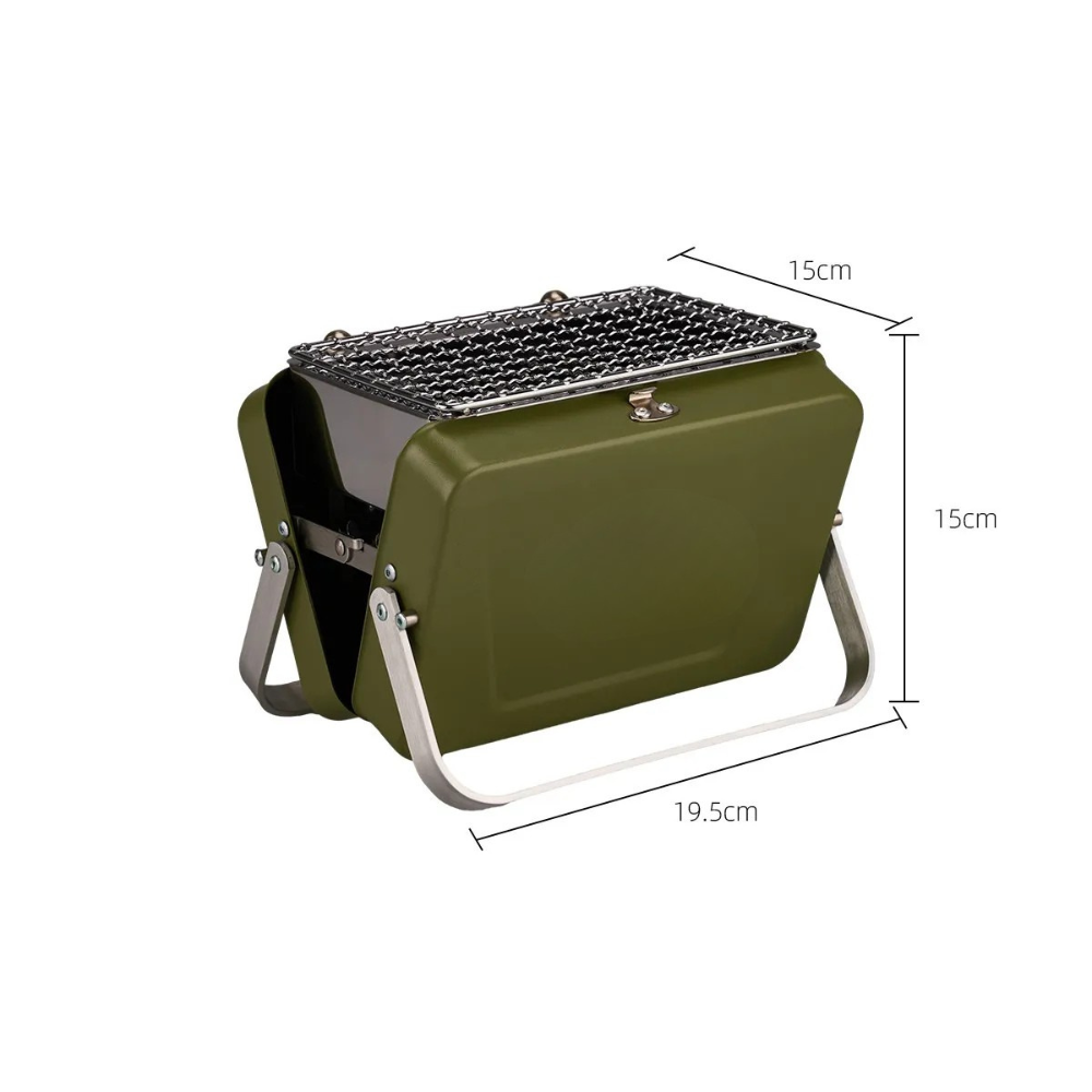 Camping Grill Foldable Portable Stainless Steel Tabletop BBQ Rack - Green