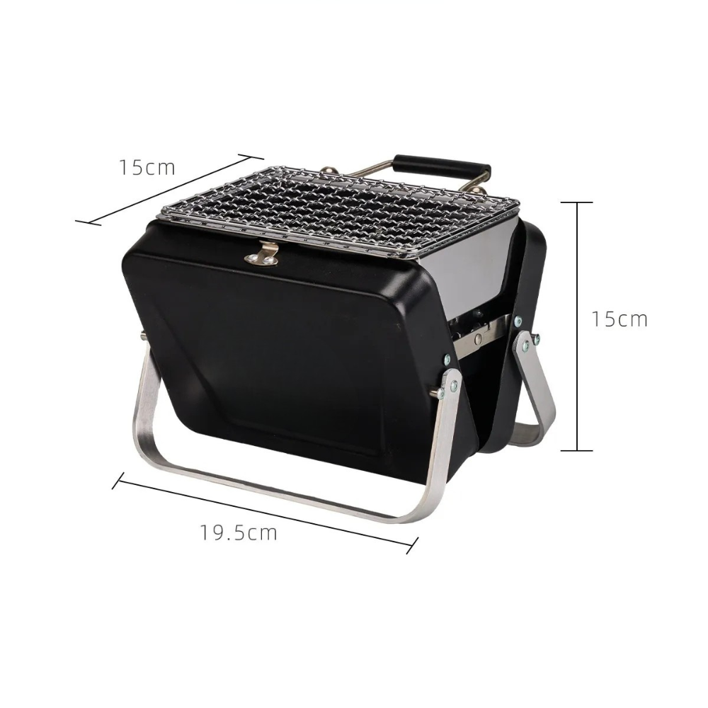 Camping Grill Foldable Portable Stainless Steel Tabletop BBQ Stove Outdoor Cooking Rack - Black