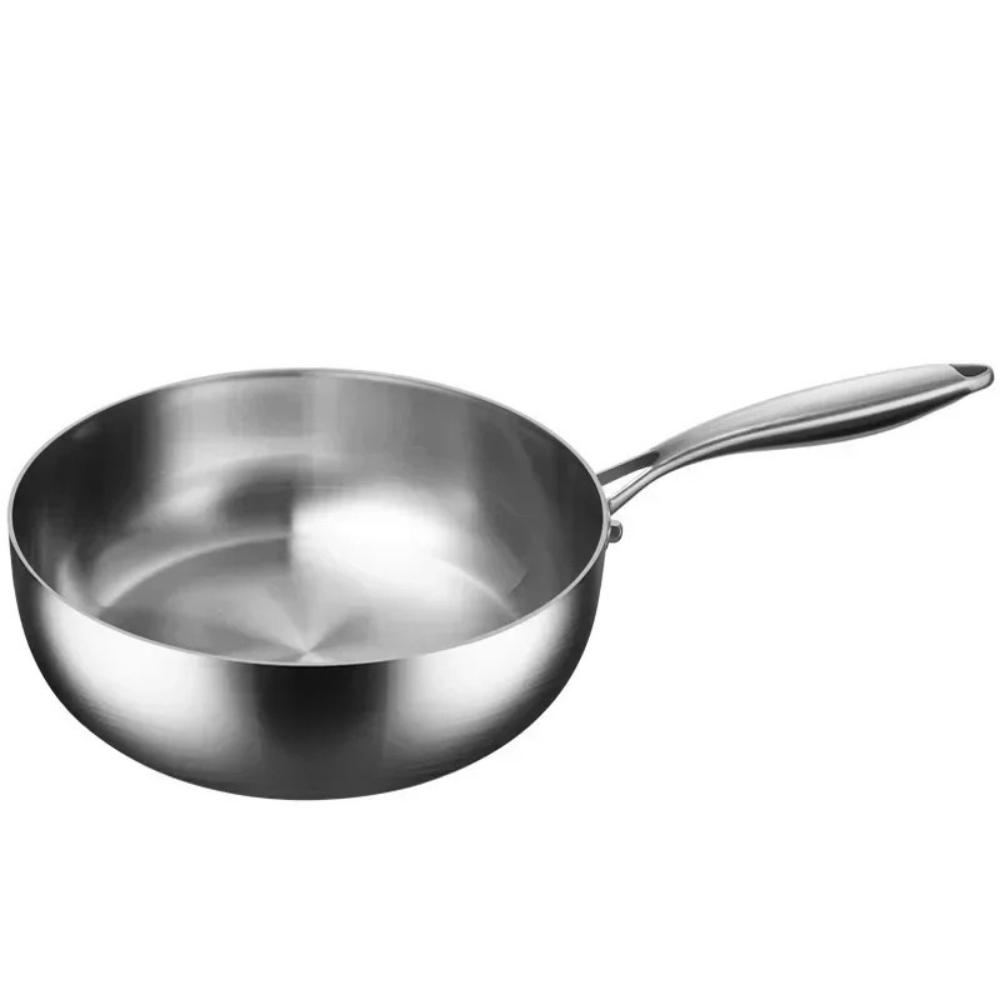 Frying Pan 28cm Deep 316 Stainless Steel Flat Bottom Cooking Pan