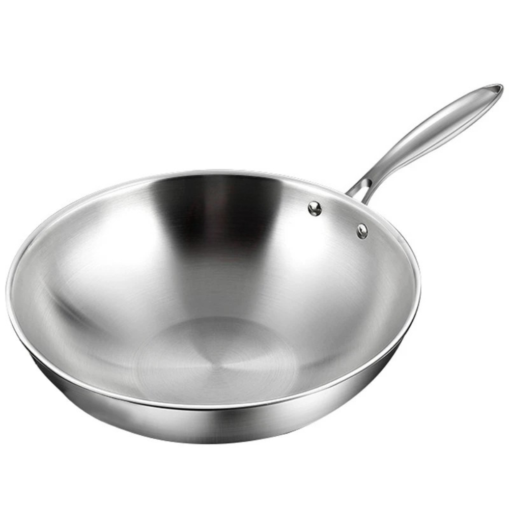 Frying Pan 32cm 3 Ply Stainless Steel Induction Compatible Deep Cooking Wok