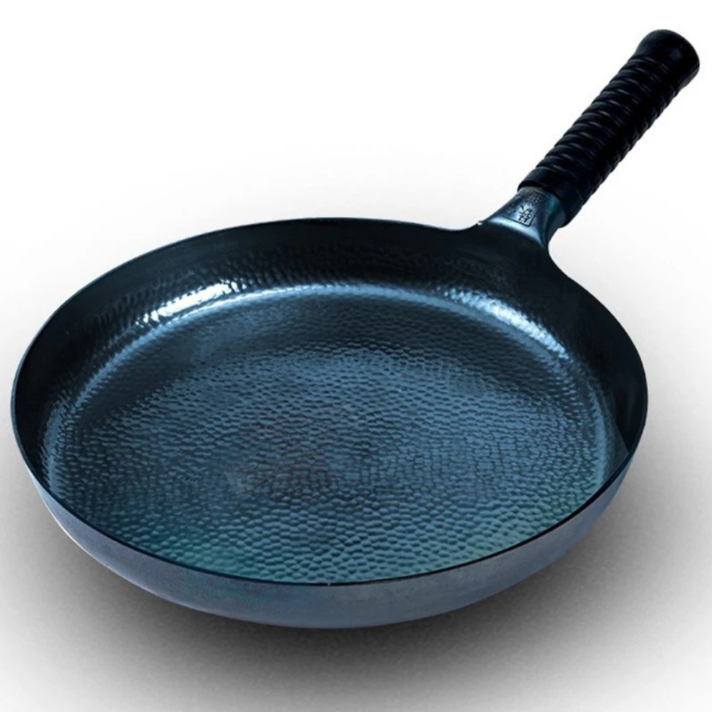 Iron Frying Pan 28cm Traditional Hammered Hand Forged Induction Compatible