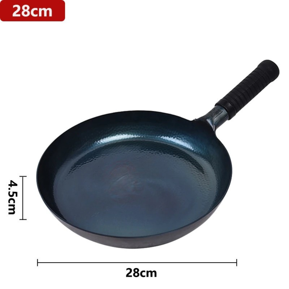 Iron Frying Pan 28cm Traditional Hammered Hand Forged Induction Compatible