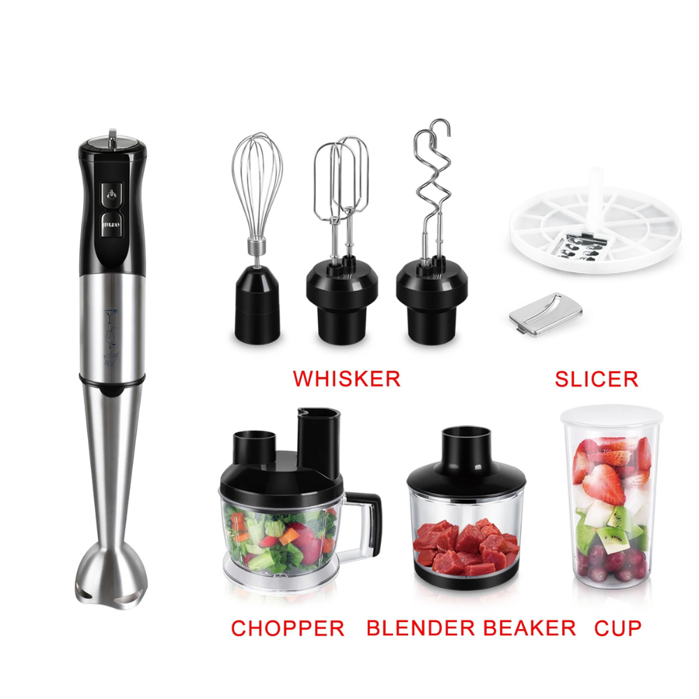 Stick Blender 800W Multi Food Processor Variable Speed Chopping Bowl Set – Stainless Steel