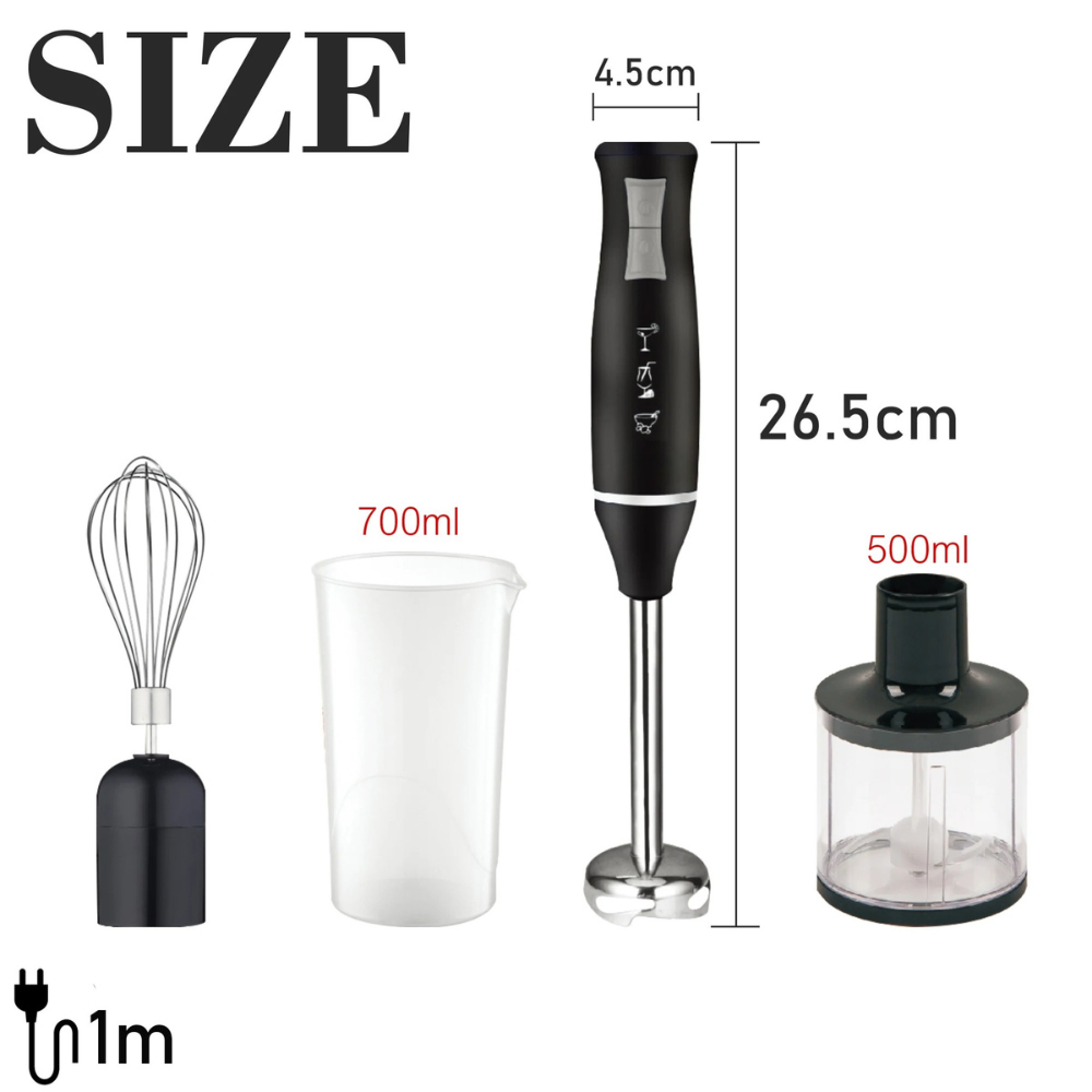 Stick Blender 3 in 1 Food Mixer 500mL Chopping Bowl Turbo Control – White