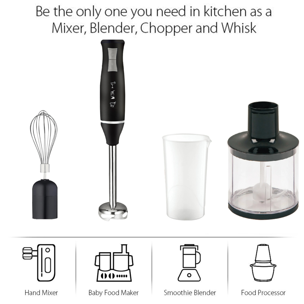 Stick Blender 3 in 1 Food Mixer 500mL Chopping Bowl Turbo Control – White