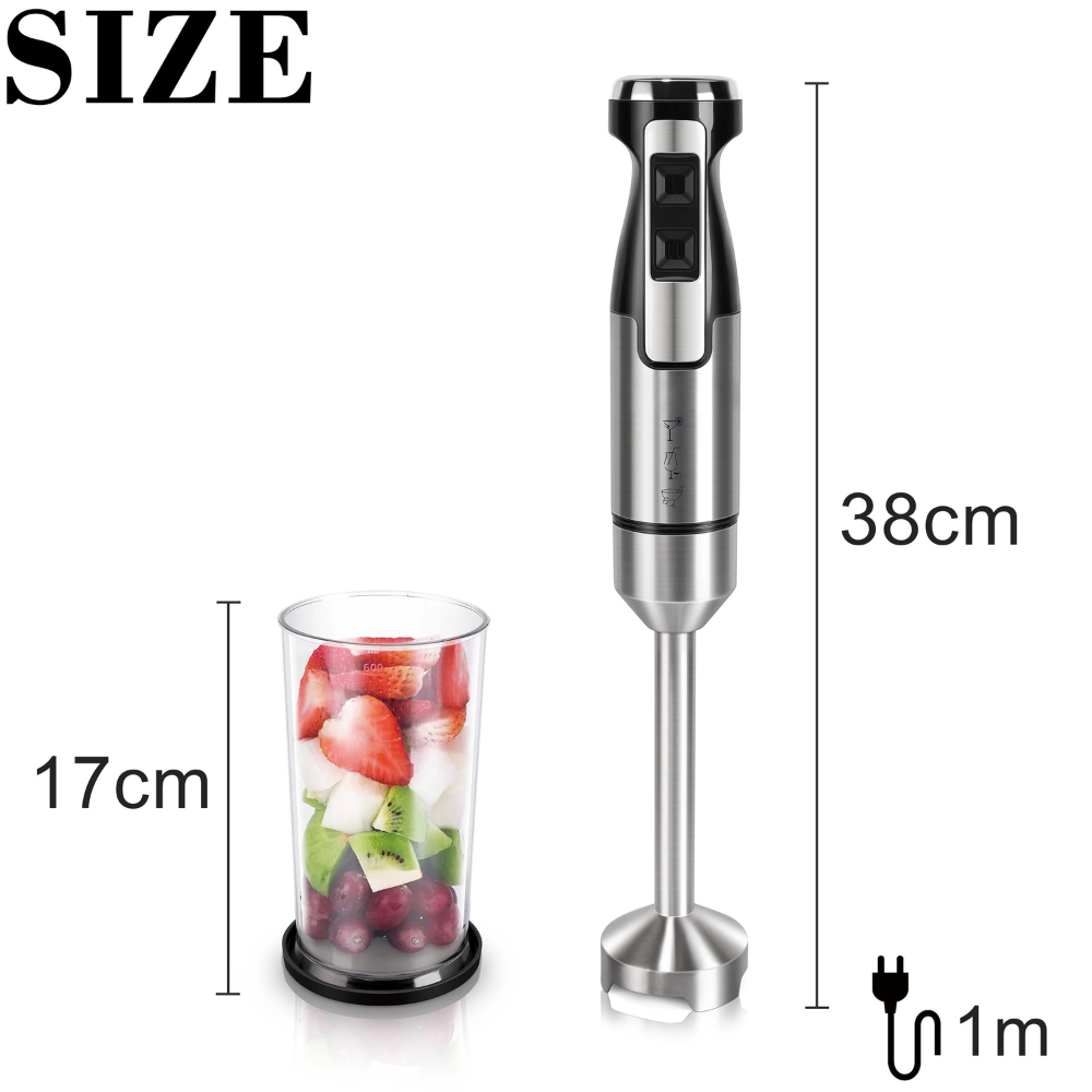 Stick Blender 500W Multi Food Mixer 600mL Beaker Dual Speed Control – Silver