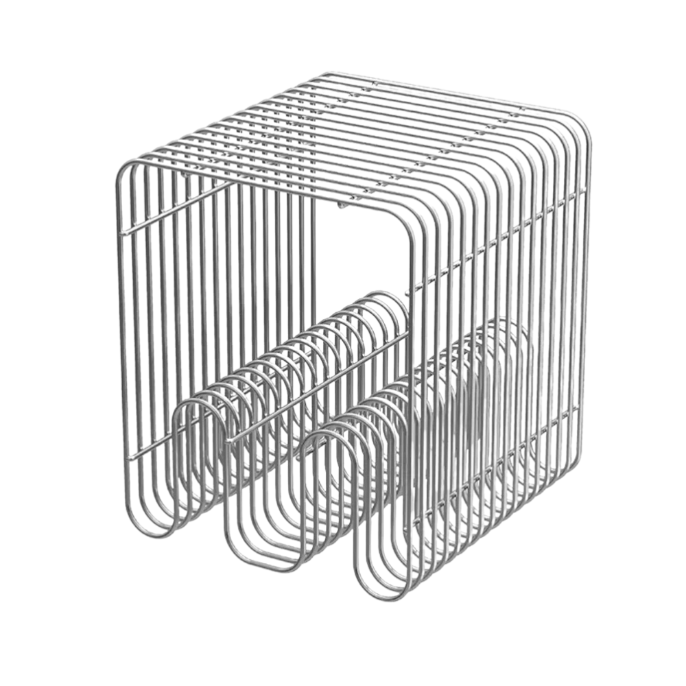 Side Table Metal Accent Table Integrated Magazine Rack Compact End Furniture – Silver