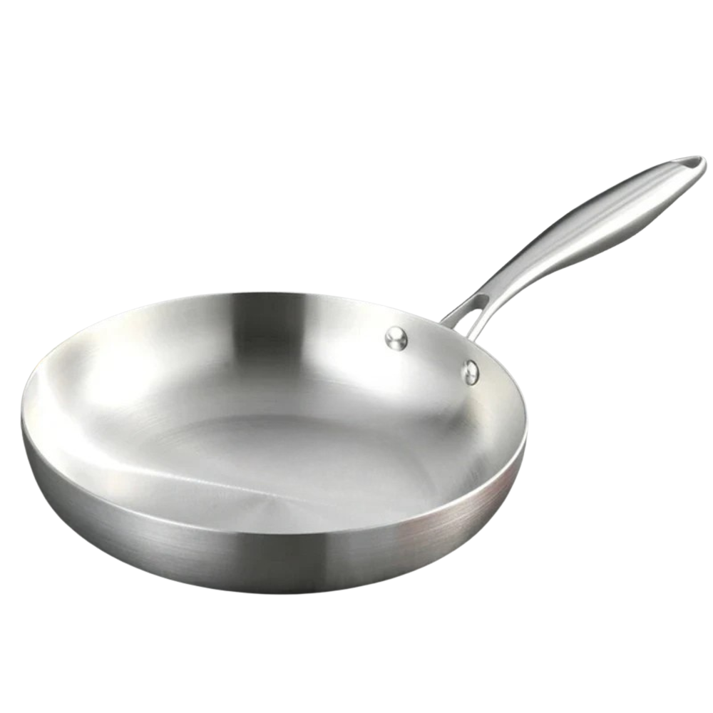 Frying Pan 26cm Tri-Ply Stainless Steel Chef Cooking Pan Glass Lid