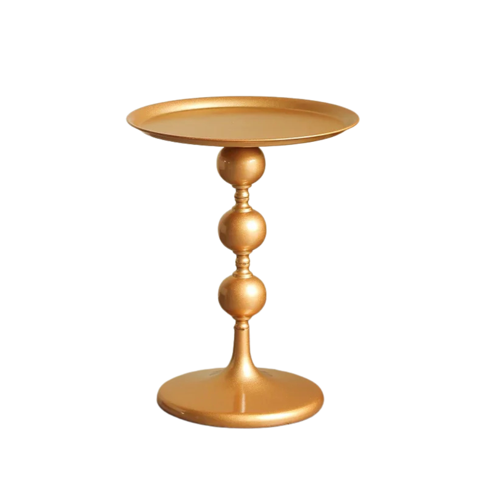 Round Metal Side Table 40cm Modern Pedestal Coffee Accent Table Balcony – Gold