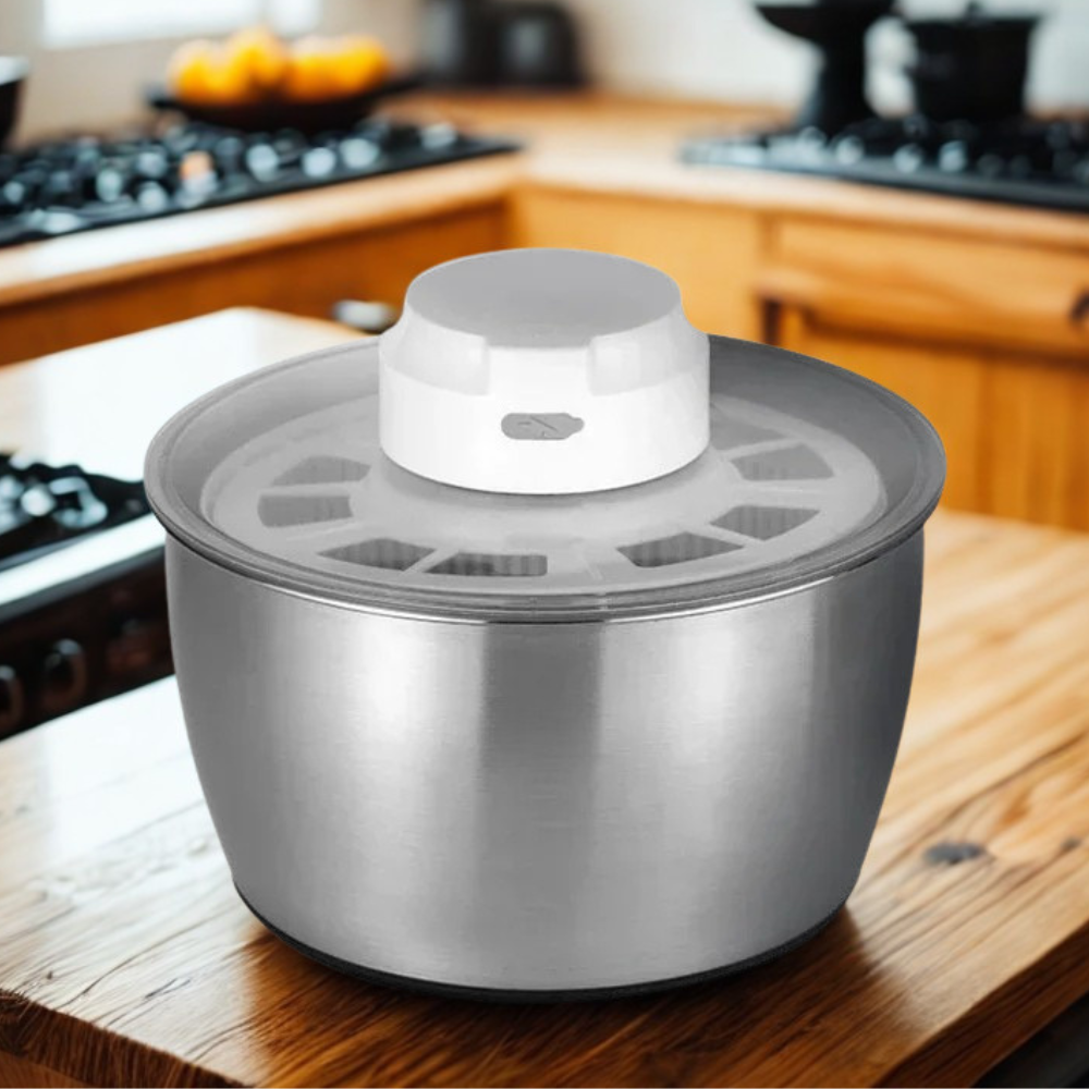 Salad Spinner 5L Electric Salad Dryer Washer Rechargeable Battery Bowl – Silver