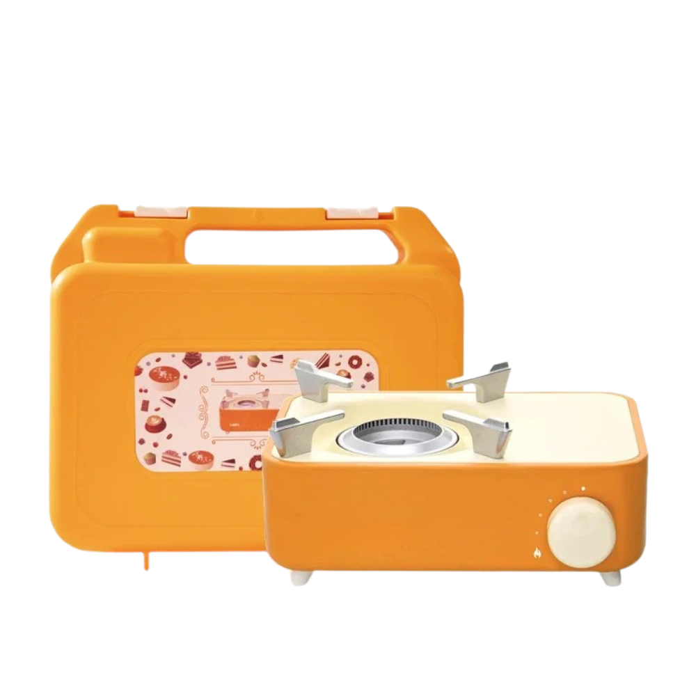 Camping Gas Stove 2.1kW Portable Folding Butane Cassette Burner – Orange