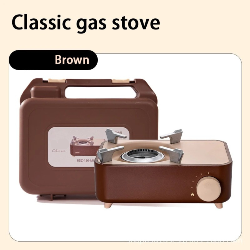 Camping Gas Stove 2.1kW Portable Folding Butane Cassette Burner – Brown