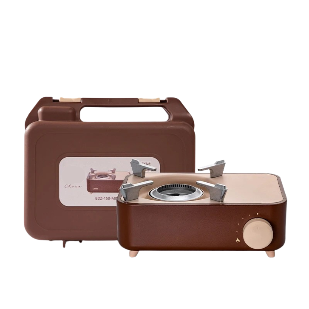 Camping Gas Stove 2.1kW Portable Folding Butane Cassette Burner – Brown