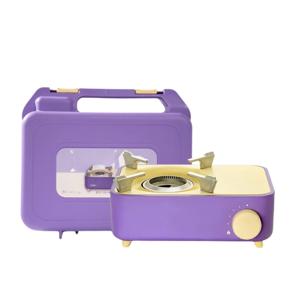 Camping Gas Stove 2.1kW Portable Folding Butane Cassette Burner – Purple