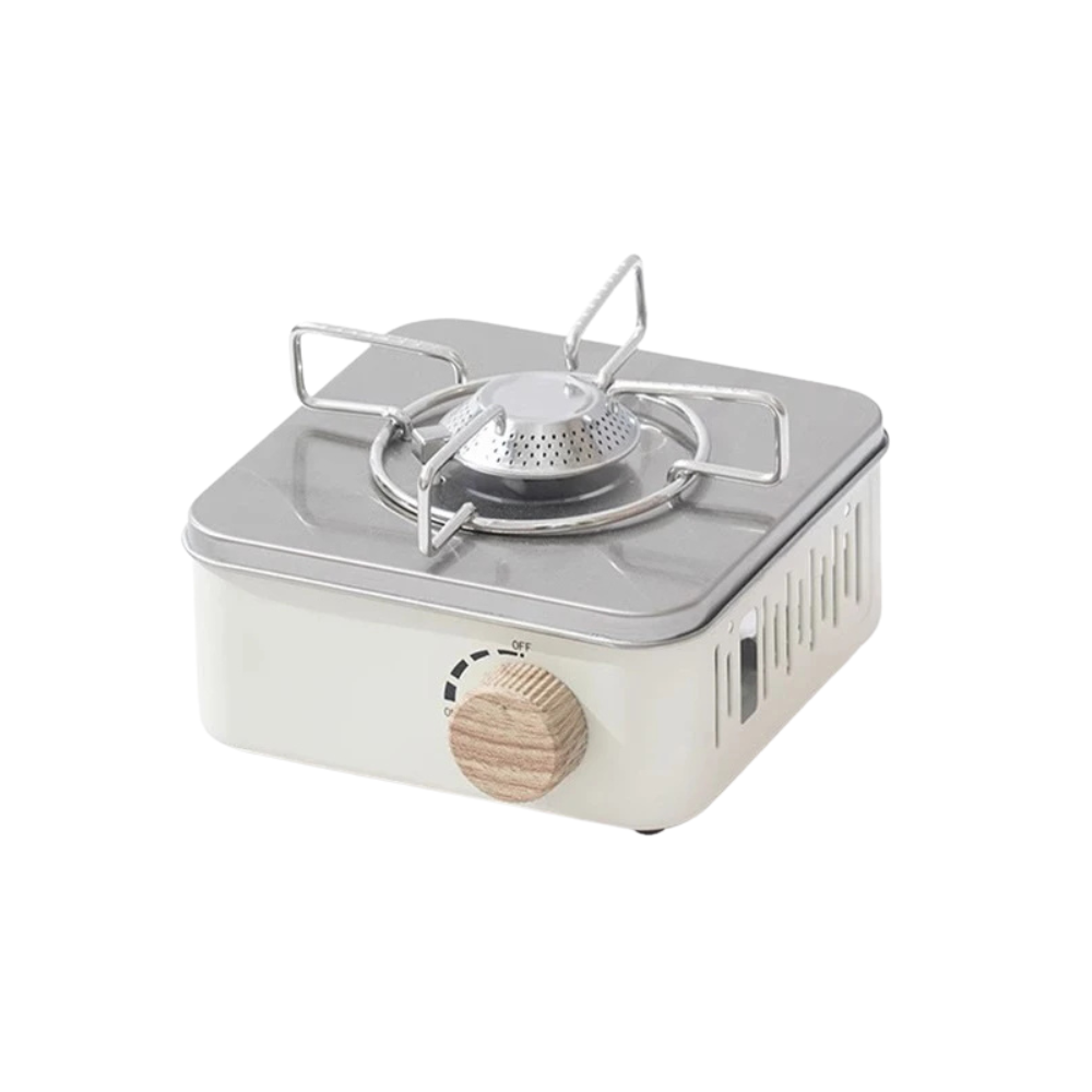 Camping Gas Stove 2800W Portable Butane Cassette Burner Electronic Ignition – White