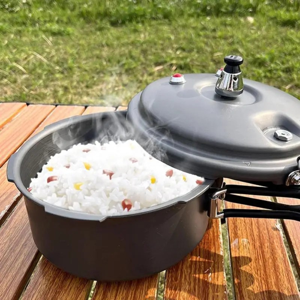 Pressure Cooker 1.8L 80kPa Folding Handle Outdoor Camping Cookware – Grey