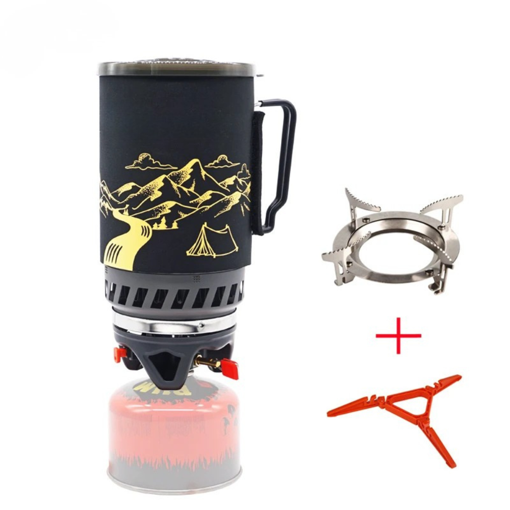 Camping Stove 1400mL Heat Exchanger Pot Portable Outdoor Cooking System – Black