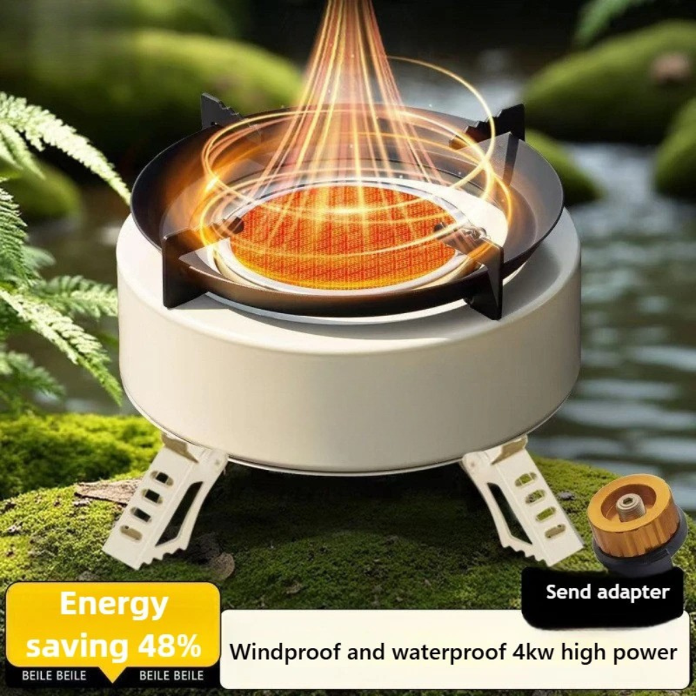Camping Stove 4000W Infrared Gas Burner Windproof Electronic Ignition – Grey