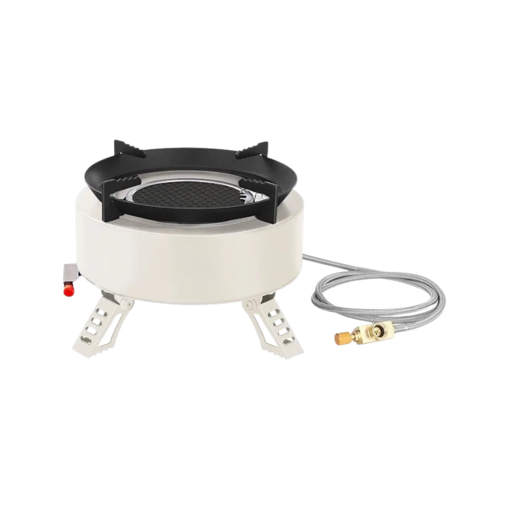 Camping Stove 4000W Infrared Gas Burner Windproof Electronic Ignition – White