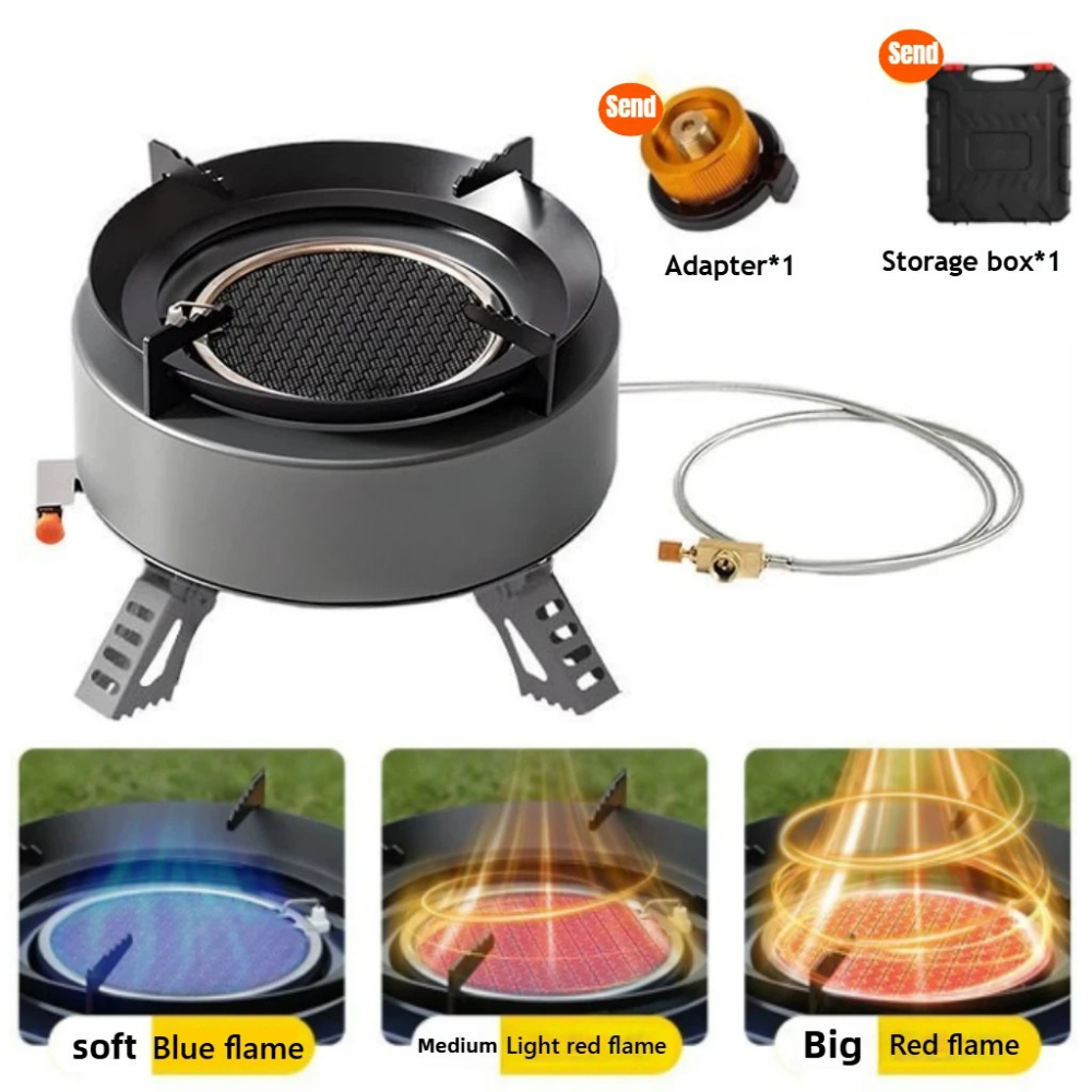 Camping Stove 4000W Infrared Gas Burner Windproof Electronic Ignition – Grey