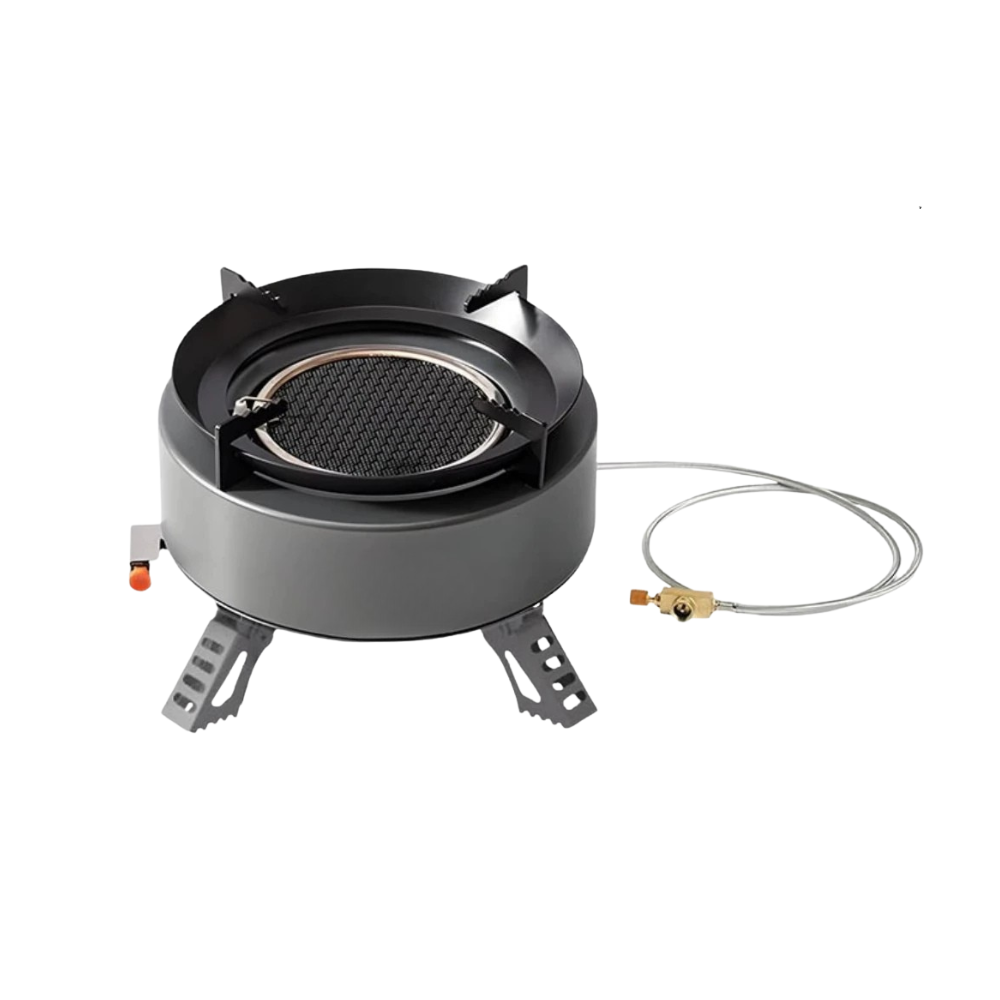 Camping Stove 4000W Infrared Gas Burner Windproof Electronic Ignition – Grey