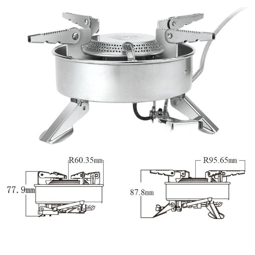 Camping Stove 2270W Gas Burner Windproof Portable Outdoor Cooker – Silver