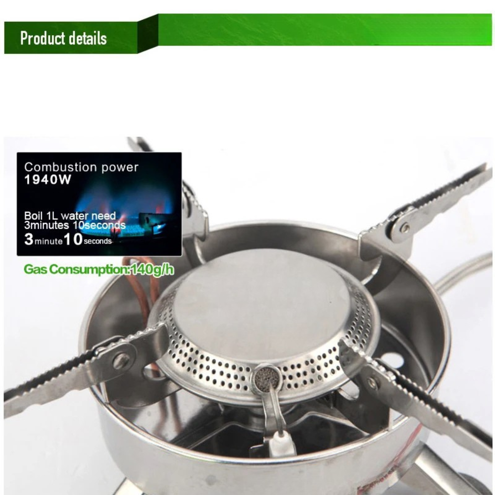 Camping Stove 2270W Gas Burner Windproof Portable Outdoor Cooker – Silver
