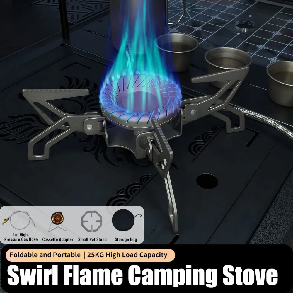 Camping Stove 4200W Gas Burner Swirl Flame Portable Windproof Cooker – Matte Black