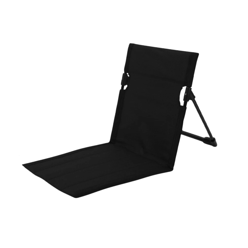 Camping Chair Foldable Single Seat Padded Cushion Backrest Portable Lounger – Black