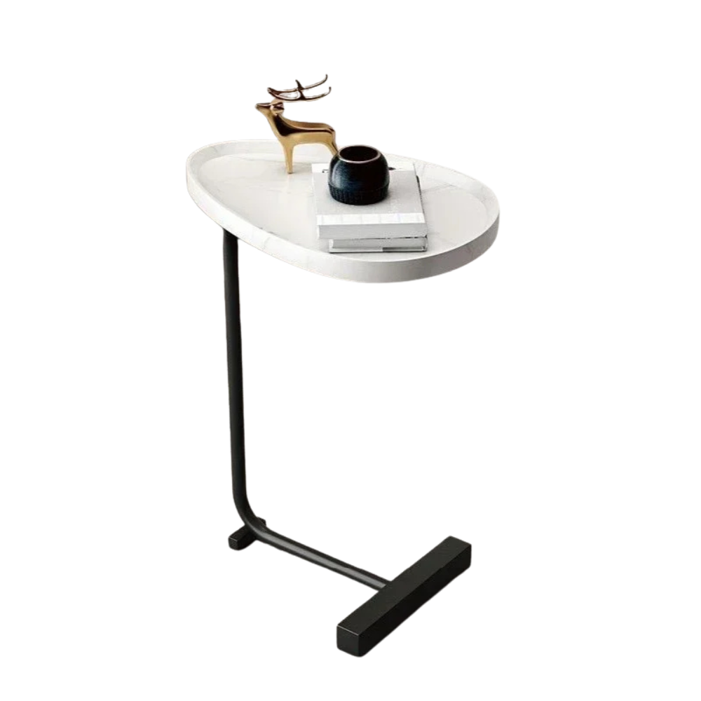 Coffee Table 62cm Side Cabinet Carbon Steel Frame Bedside Table – White