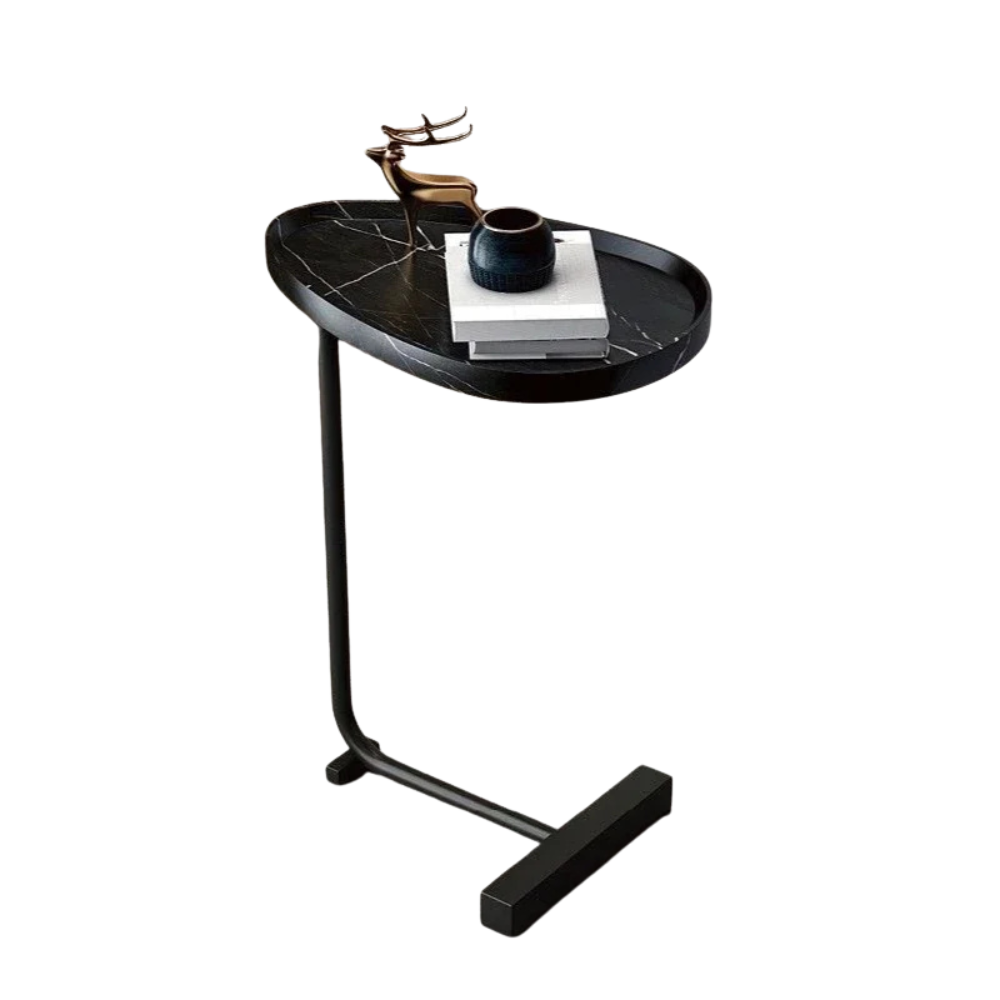 Coffee Table 62cm Side Cabinet Carbon Steel Frame Bedside Table – Black