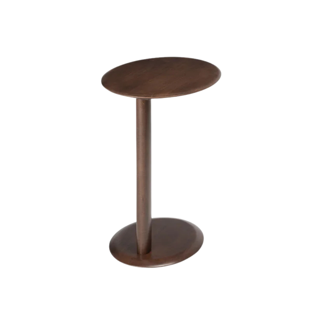 Side Table Solid Wood Round Small Coffee Table Wooden Bedside Furniture – Walnut