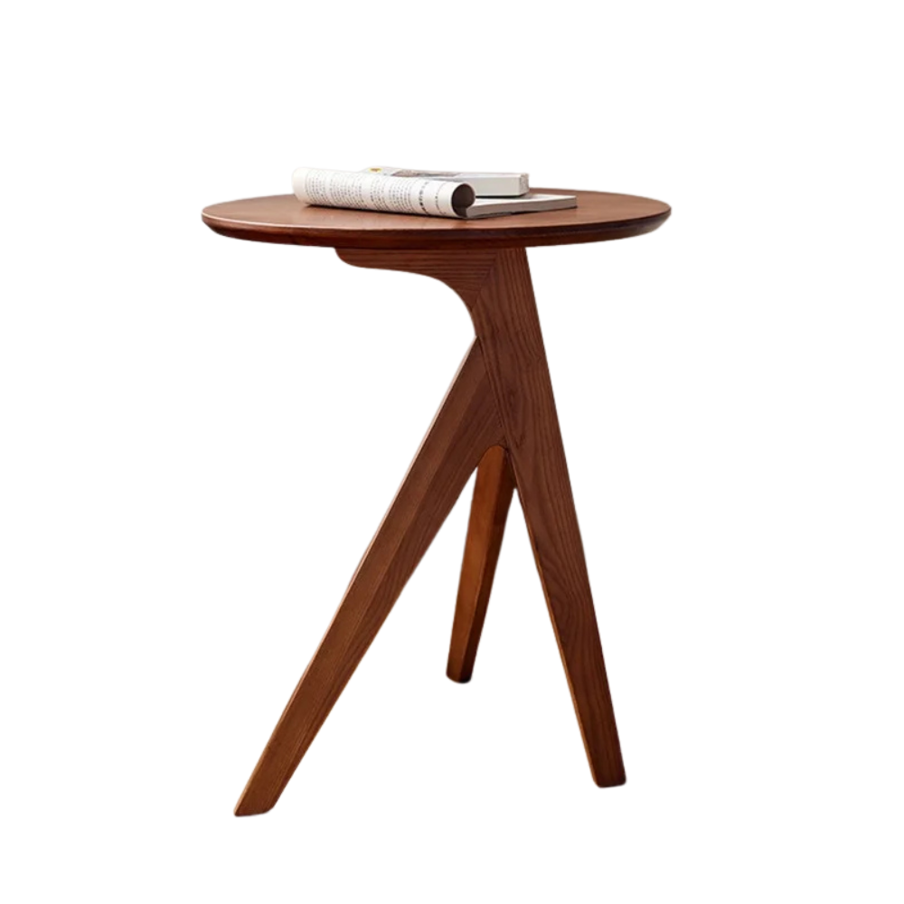 Side Table 45cm Solid Wood Round Small Coffee End Unit Tri-Leg Support – Natural