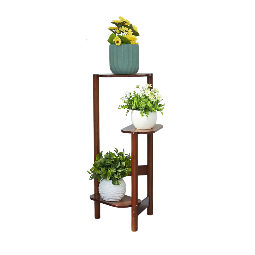 Plant Stand 3 Tier Bamboo Corner Flower Pot Shelf Display Holder – Brown