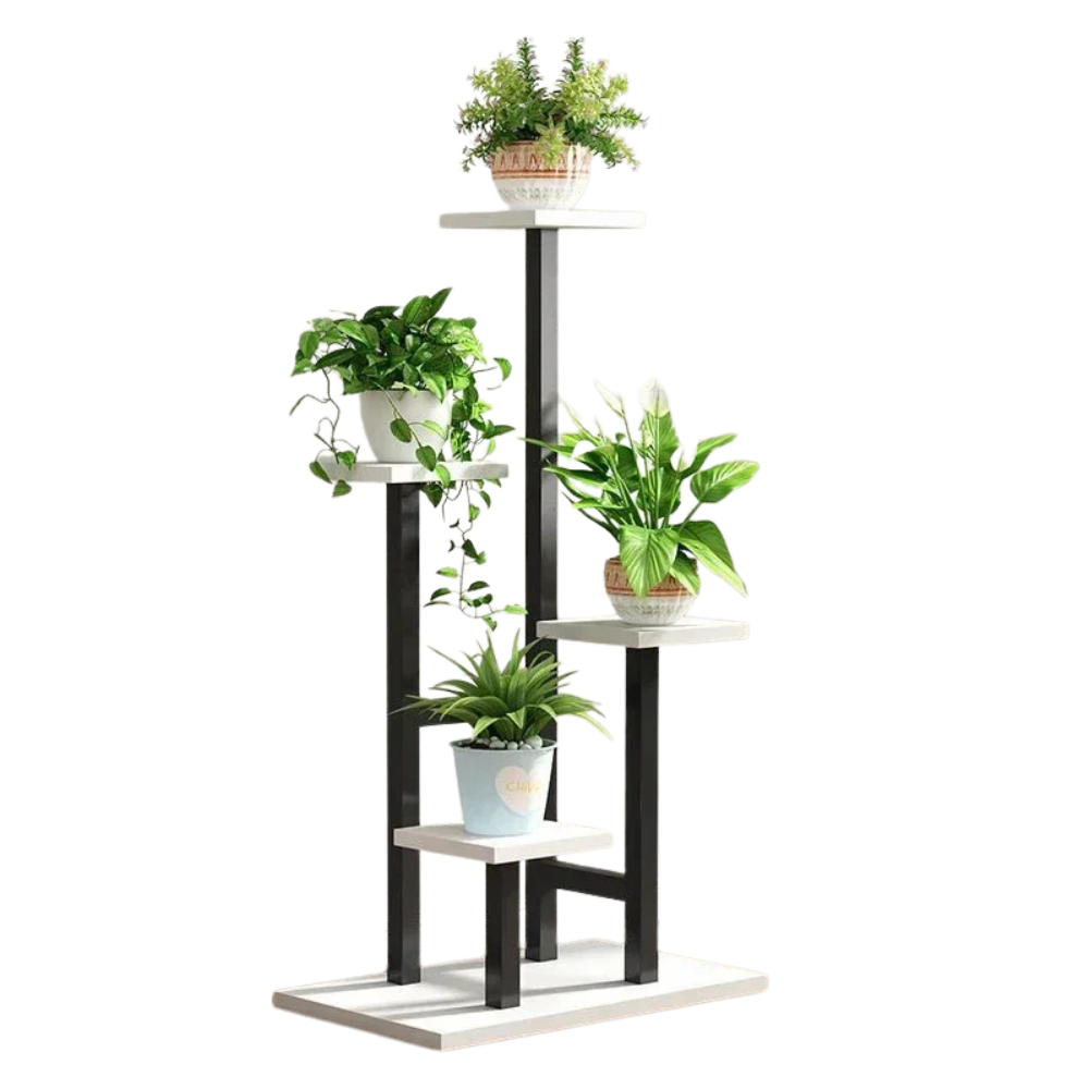 Plant Stand 5 Tier Floor Standing Flower Pot Display Rack Steel Frame – Black