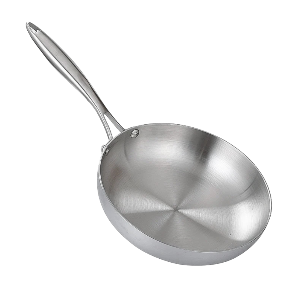 Frying Pan 30cm Stainless Steel Flat Bottom Uncoated Cookware Anti-Scald Handle