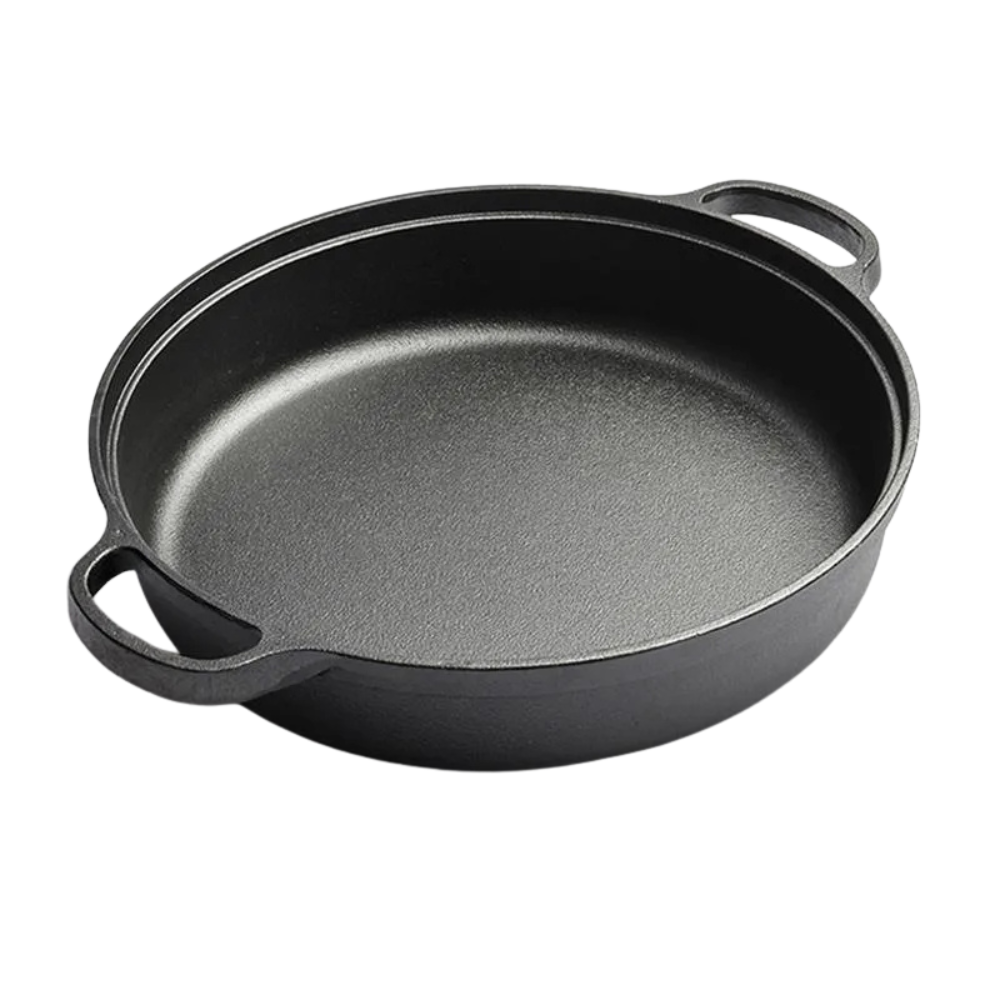 Cast Iron Frying Pan 28cm Flat Bottom Deep Skillet Cookware