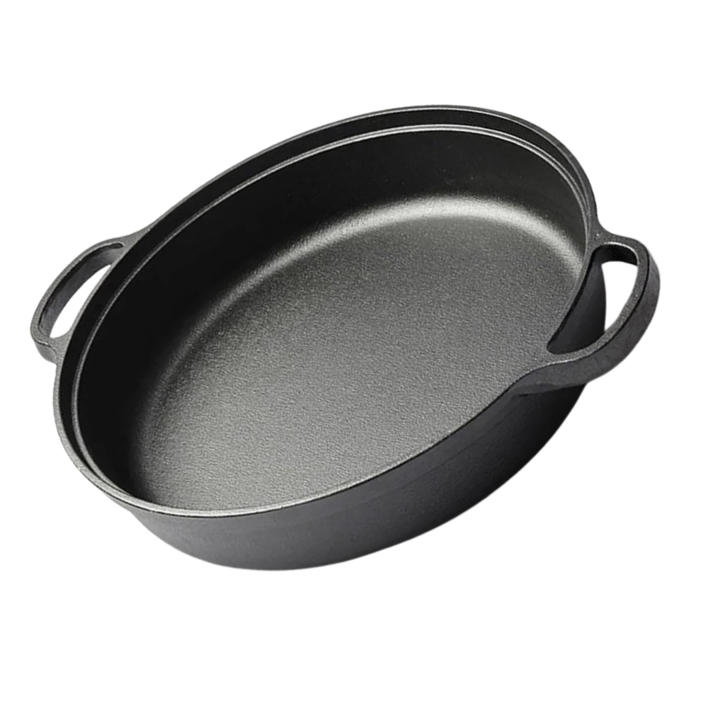 Cast Iron Frying Pan 30cm Flat Bottom Deep Skillet Cookware