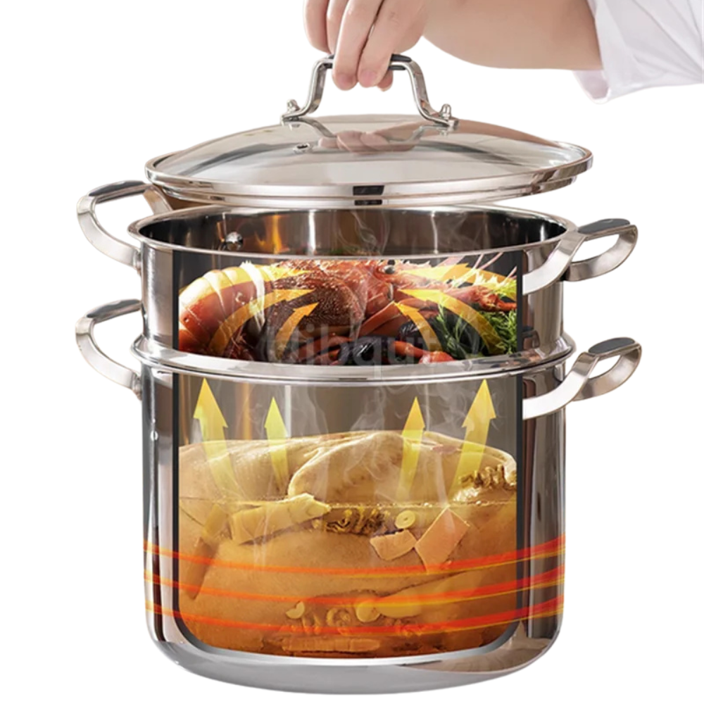 Stock Pot 28cm 316 Stainless Steel Deep Cooking Casserole with Lid