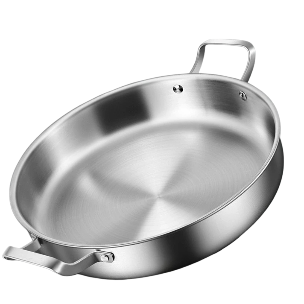 Frying Pan 32cm 316 Stainless Steel Deep Skillet with Glass Lid