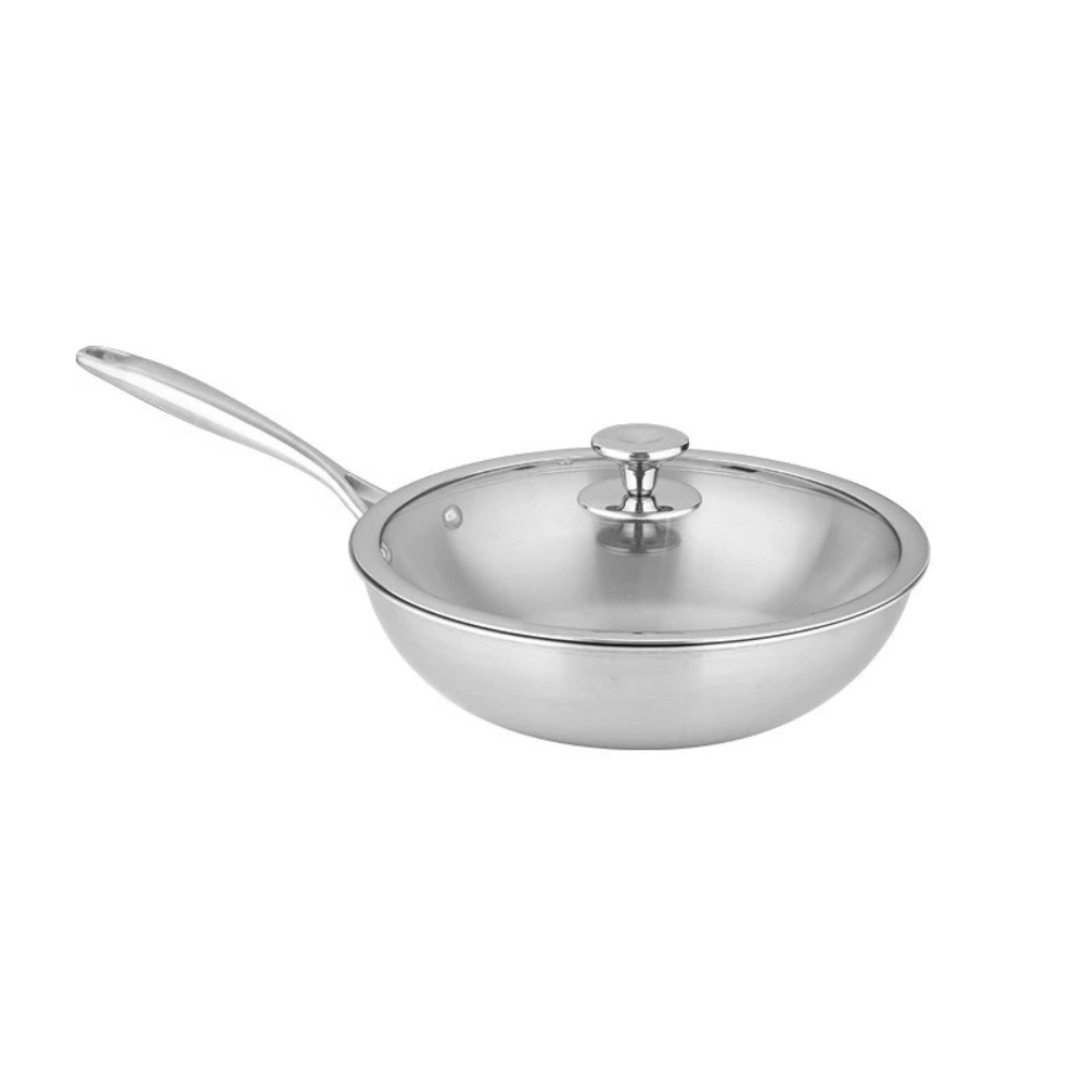 Wok Pan 34cm Titanium Alloy Uncoated Stir Fry Cookware Induction Compatible