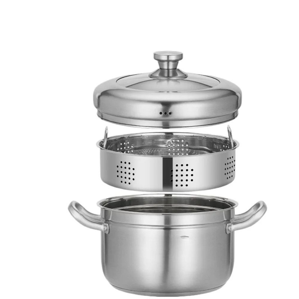 Food Steamer 24cm 304 Stainless Steel Multi Layer Cooking Pot with Lid