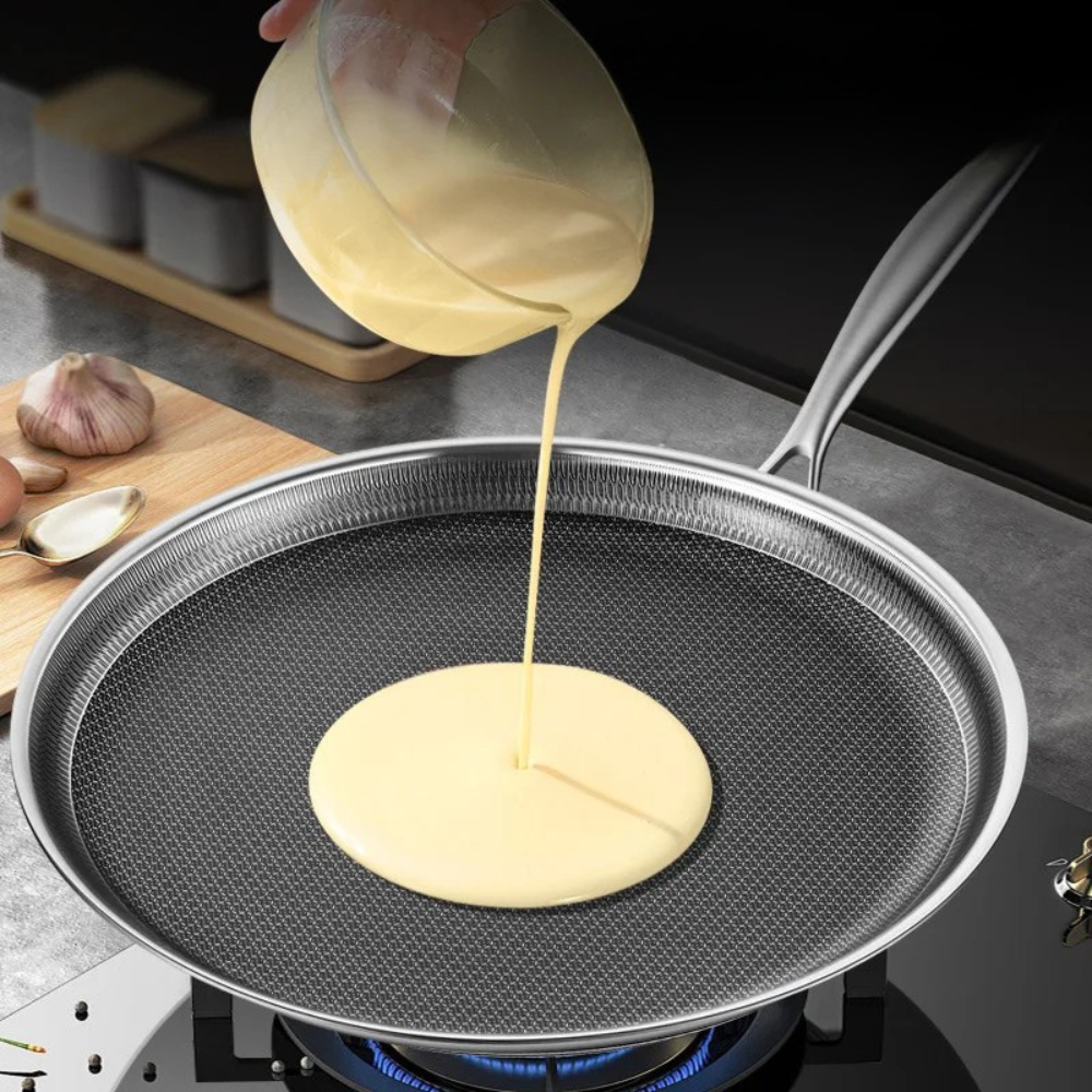 Frying Pan 28cm 316 Stainless Steel Flat Pizza Pan Pancake Steak Cooking Plate