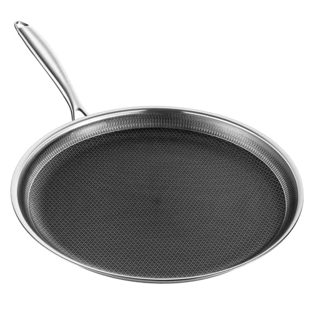 Frying Pan 30cm 316 Stainless Steel Flat Pizza Pan Pancake Steak Cooking Plate
