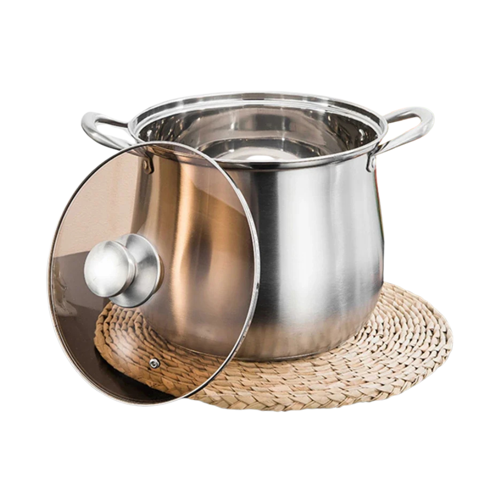 Soup Pot 28cm 12L Stainless Steel Deep Stock Cooking Pot with Glass Lid
