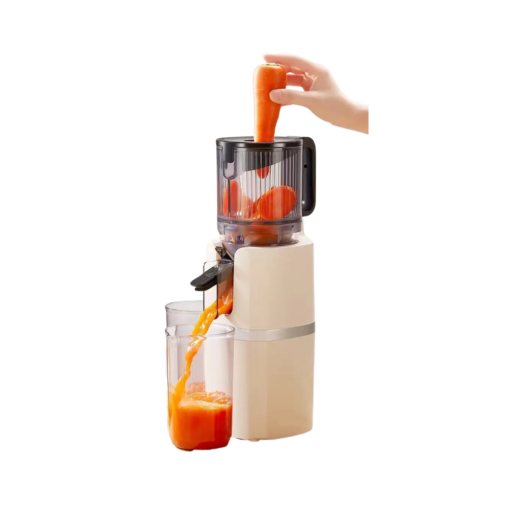 Slow Juicer 200W Wide Mouth Cold Press Fruit and Vegetable Extractor with Pulp Separation – White