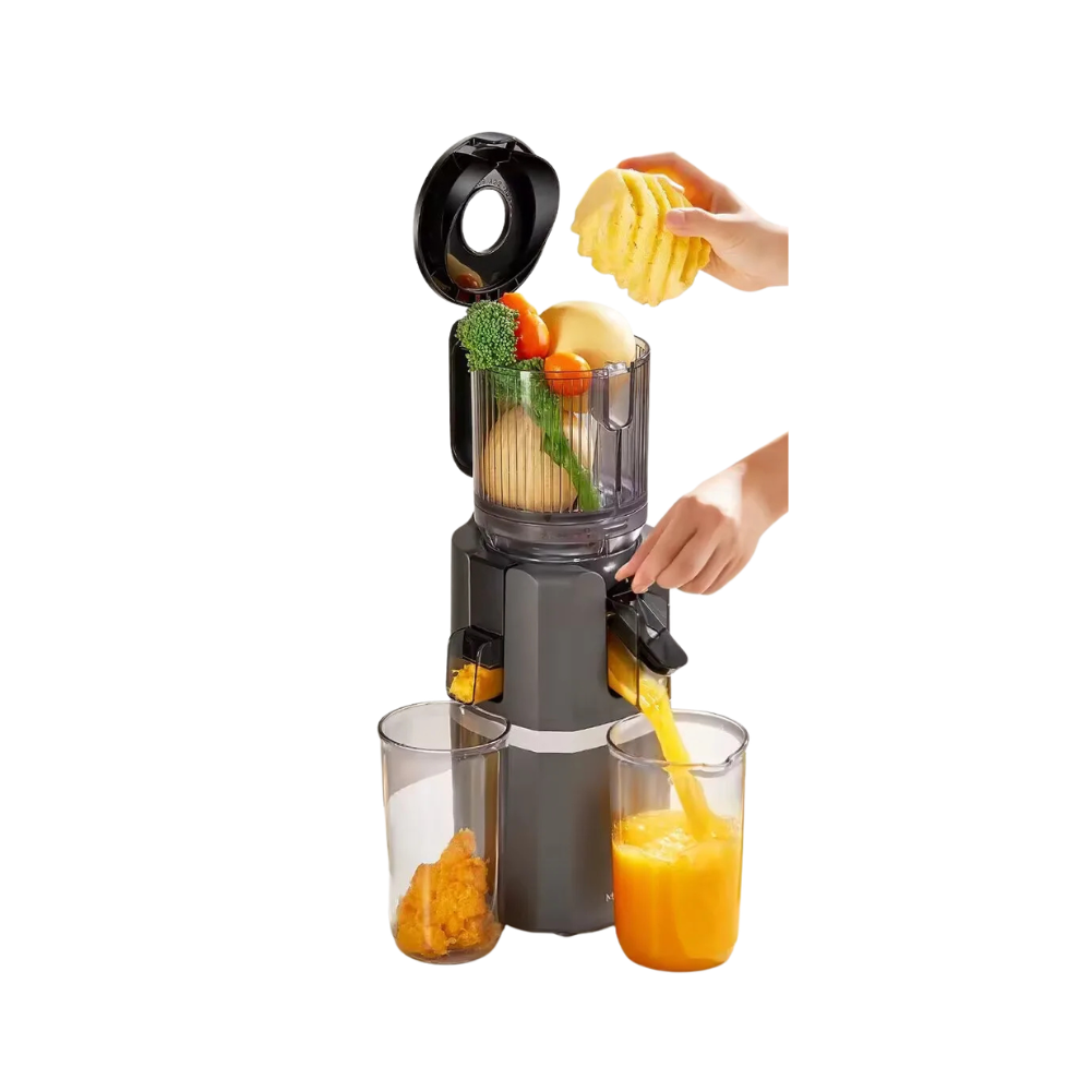Slow Juicer 200W Wide Mouth Cold Press Fruit and Vegetable Extractor with Pulp Separation – Black