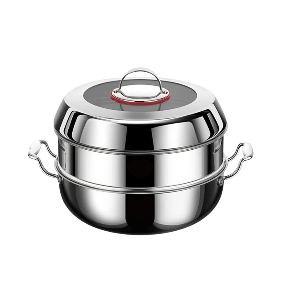 Steam Pot 32cm Double Layer 316 Stainless Steel Seafood Steamer Cookware with Lid
