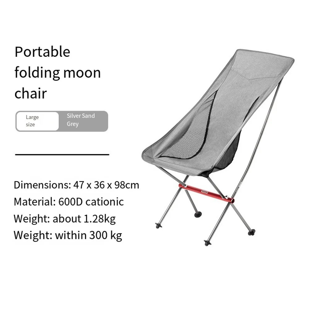 Camping Moon Chair Lightweight Folding Outdoor Backpack Seat with Aluminum Alloy Frame – Gray