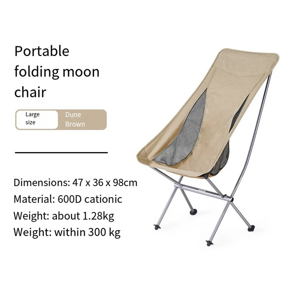Camping Moon Chair Lightweight Folding Outdoor Backpack Seat with Aluminum Alloy Frame – Brown